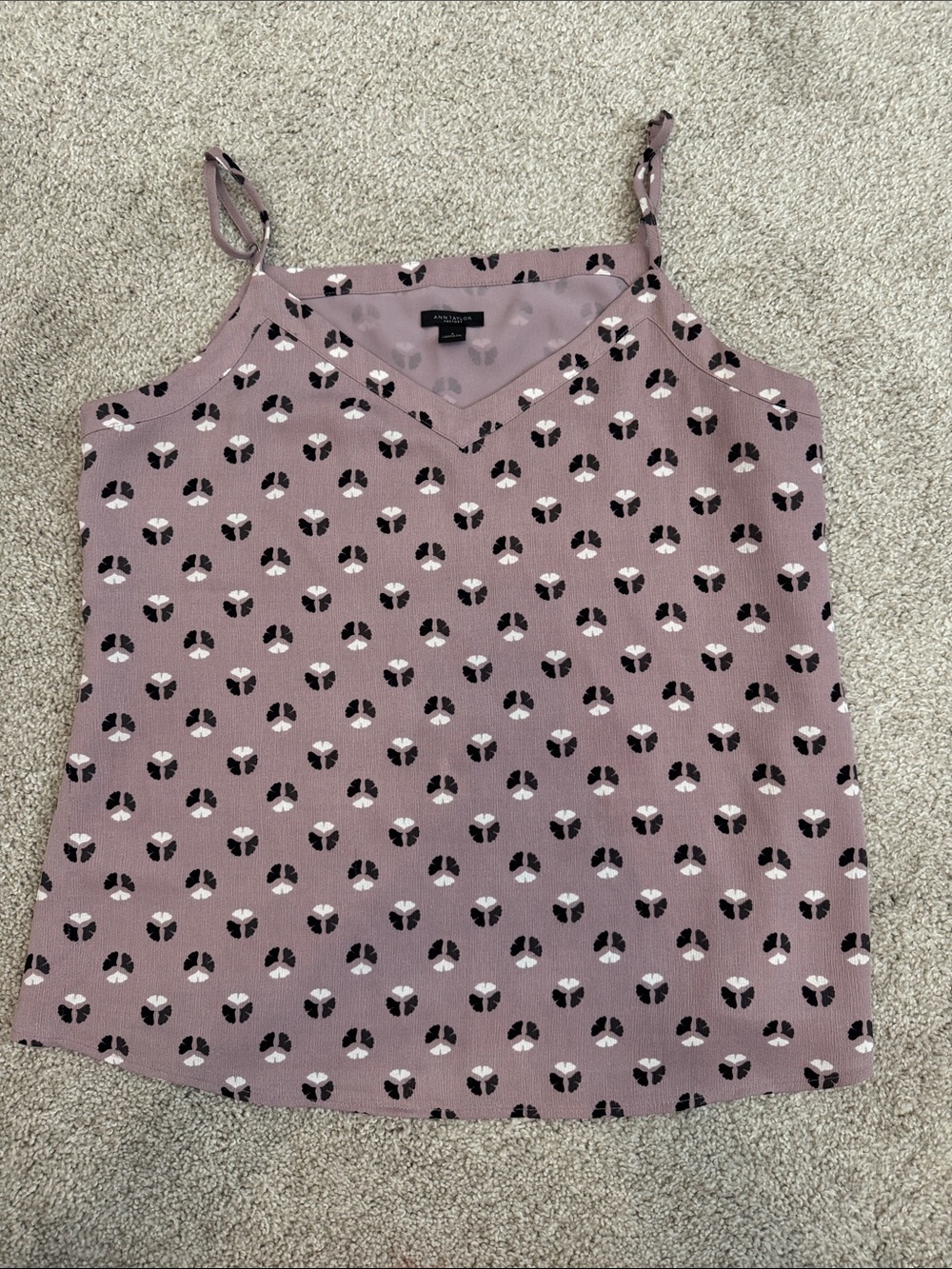 Ann Taylor Mauve Floral V-Neck Cami Small
